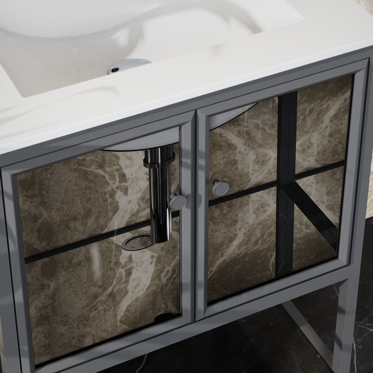 Goodyo® 24” Bathroom Vanity with Sink Combo Freestanding Vanity Cabinet Grey