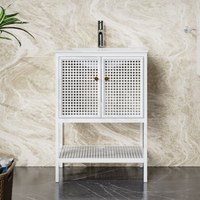 Goodyo® 24“ Bathroom Sink Vanity White Glass Cabinet Combo