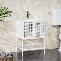 Goodyo® 24“ Bathroom Sink Vanity White Glass Cabinet Combo