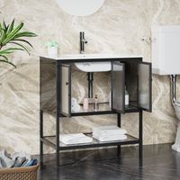 Goodyo® 30 inch Bathroom Vanity Cabinet with Sink Combo, Aluminum Metal Frame, Black