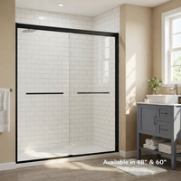 Goodyo Double Sliding Shower Door with Aluminum Frame, 6mm Tempered Glass – Matte Black