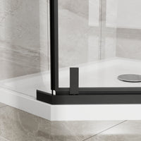 Goodyo 36" x 36" Neo-Angle Shower Enclosure with Base, Pivot Glass Door & Matte Black Hardware, Corner Shower Kit （No Drain Kit)）