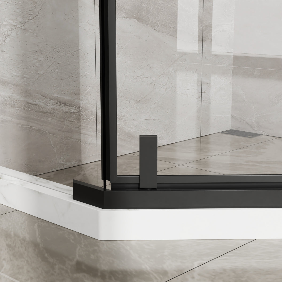 Goodyo 72" Black Framed Diamond Shower Door Pivot – Fits 36x36" Neo Angle Base,1/4 in Tempered Glass, Matte Black Handle