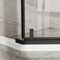 Goodyo 72" Black Framed Diamond Shower Door Pivot – Fits 36x36" Neo Angle Base,1/4 in Tempered Glass, Matte Black Handle