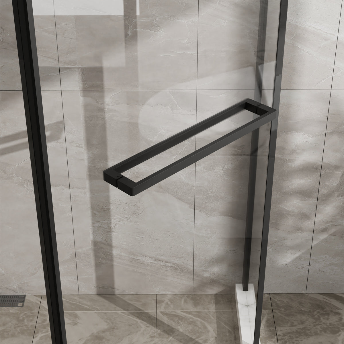 Goodyo 72" Black Framed Diamond Shower Door Pivot – Fits 36x36" Neo Angle Base,1/4 in Tempered Glass, Matte Black Handle