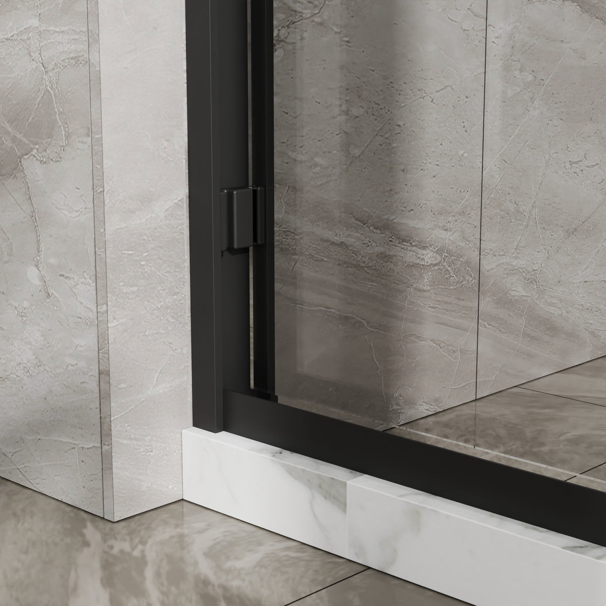 Goodyo Double Sliding Shower Door with Aluminum Frame, 6mm Tempered Glass – Matte Black