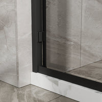 Goodyo Double Sliding Shower Door with Aluminum Frame, 6mm Tempered Glass – Matte Black