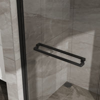 Goodyo Double Sliding Shower Door with Aluminum Frame, 6mm Tempered Glass – Matte Black