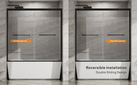 Goodyo 56-60 in. W x 58 in. H Sliding Tub Shower Door, Dual Sliding Glass Door with Matte Black Aluminum Frame
