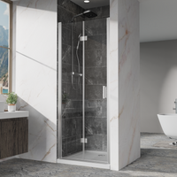 Goodyo 32" x 72" Frameless Bi-Fold Shower Door, Folding Pivot Glass Shower Door with Chrome Hardware, 1/4" Clear Tempered Glass, Reversible Installation