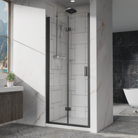 Goodyo 32" x 72" Frameless Bi-Fold Shower Door, Folding Pivot Glass Shower Door with Matte Black Hardware, 1/4" Clear Tempered Glass, Reversible Installation