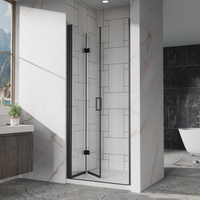 Goodyo 32" x 72" Frameless Bi-Fold Shower Door, Folding Pivot Glass Shower Door with Matte Black Hardware, 1/4" Clear Tempered Glass, Reversible Installation