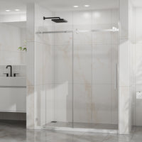 Goodyo 56-60 in. W x 72 in. H Frameless Sliding Shower Door, Chrome Stainless Steel Hardware, 1/4 in. Clear Tempered Glass