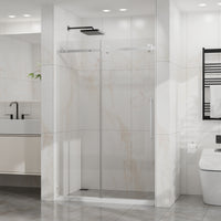 Goodyo 44-48 in. W x 72 in. H Frameless Sliding Shower Door, Chrome Stainless Steel Hardware, 1/4 in. Clear Tempered Glass