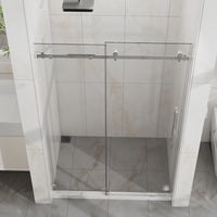Goodyo 44-48 in. W x 72 in. H Frameless Sliding Shower Door, Chrome Stainless Steel Hardware, 1/4 in. Clear Tempered Glass