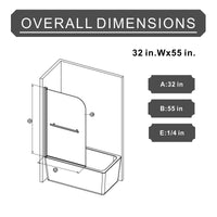 Goodyo® 55"x31" Hinged Bath Screen Shower Door Matte Black
