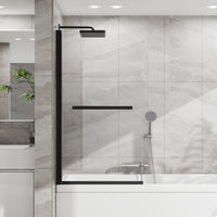 Goodyo® 55"x31" Hinged Bath Screen Shower Door Matte Black