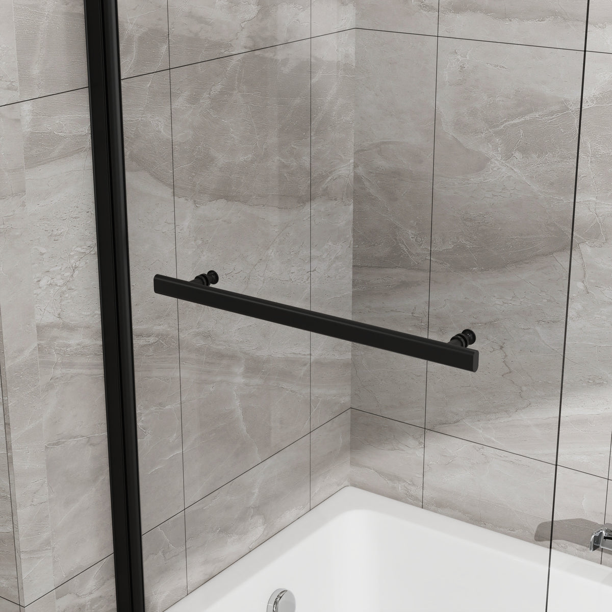 Goodyo® 55"x31" Hinged Bath Screen Shower Door Matte Black