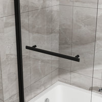 Goodyo® 55"x31" Hinged Bath Screen Shower Door Matte Black