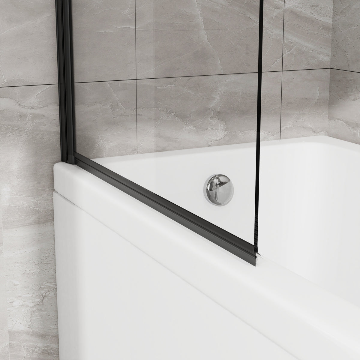 Goodyo® 55"x31" Hinged Bath Screen Shower Door Matte Black