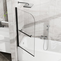 Goodyo® 55"x31" Hinged Bath Screen Shower Door Matte Black