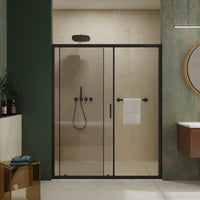 Goodyo Matte Black Framed Sliding Shower Door, 72" Height, 5mm Tempered Glass with Adjustable Width (48" or 60" Wide)