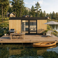Modern Prefabricated Cabin House, Modular Space Capsule Home with Panoramic Glass, Luxury Lakefront Tiny House for 2 People, Quick Installation, Customizable Layout