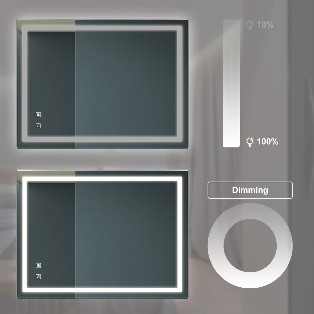 Sciroyo LED Mirror 24" x 16" for Vanity Touch Control High Lumen,Dimmable, Waterproof