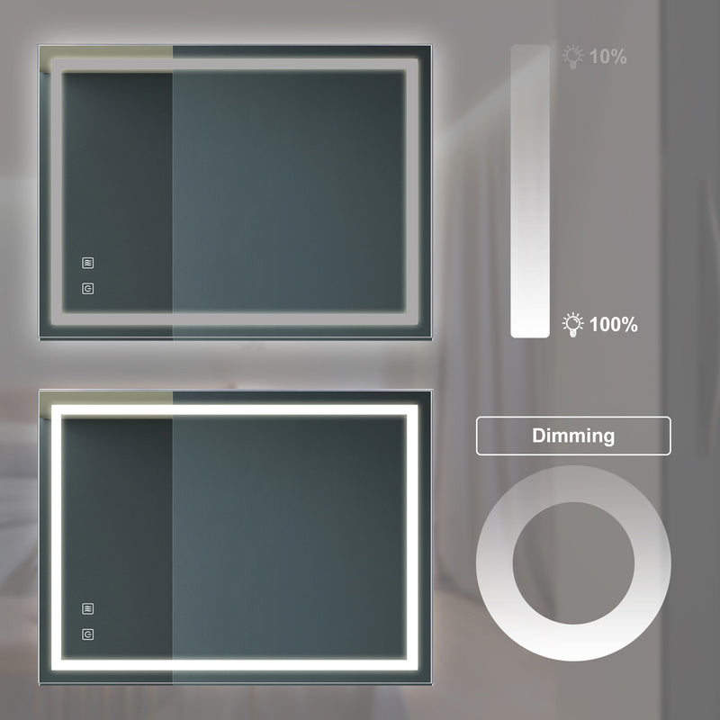 Sciroyo LED Mirror 24" x 16" for Vanity Touch Control High Lumen,Dimmable, Waterproof