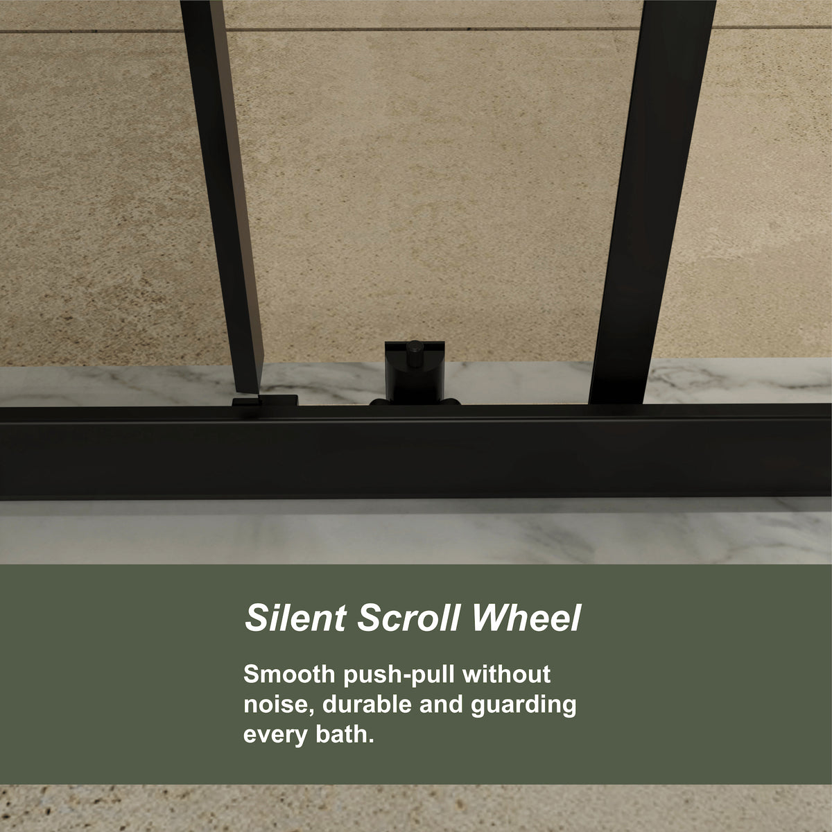 Goodyo Matte Black Framed Sliding Shower Door, 72" Height, 5mm Tempered Glass with Adjustable Width (48" or 60" Wide)