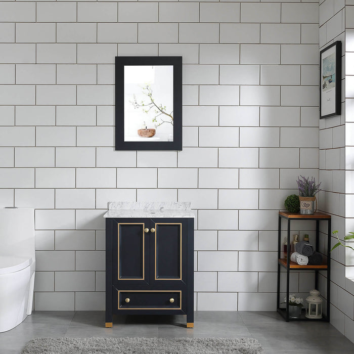 Goodyo® 24“  Wood Bathroom Vanity w/ Marble Top & Mirror Only