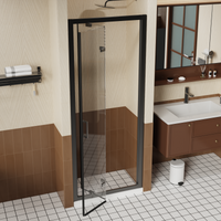 Goodyo 30" x 72" Framed Bi-Fold Shower Door, Space-Saving Folding Pivot Shower Door with 1/4" Tempered Glass & Matte Black Aluminum Frame