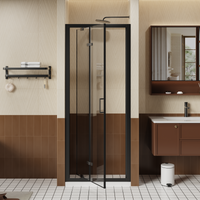 Goodyo 30" x 72" Framed Bi-Fold Shower Door, Space-Saving Folding Pivot Shower Door with 1/4" Tempered Glass & Matte Black Aluminum Frame