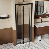 Goodyo 30" x 72" Framed Bi-Fold Shower Door, Space-Saving Folding Pivot Shower Door with 1/4" Tempered Glass & Matte Black Aluminum Frame