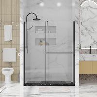 Goodyo® Glass Shower Door, 30”- 60”W x 72”H Shower Sliding Door Walk-in Shower Screen with Stainless Steel Handle, Supporting Bar