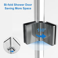 Goodyo® 30"x72" Bifold Frameless Glass Shower Door Pivot Swing Shower Panel Chrome, Foldable