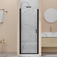 Goodyo® 30”x72” Pivot Swing Shower Door, 1/4 inch Tempered Glass Panel Hinged Shower Door, Black, Semi-Frameless Design