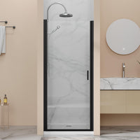 Goodyo® 32” x 72” Pivot Swing Shower Door, Hinged Shower Door, Black, Semi-Frameless Design