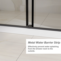 Goodyo 48" x 72" Dual Sliding Shower Door with Soft-Close System, Frameless Glass Shower Enclosure, Matte Black Aluminum Hardware
