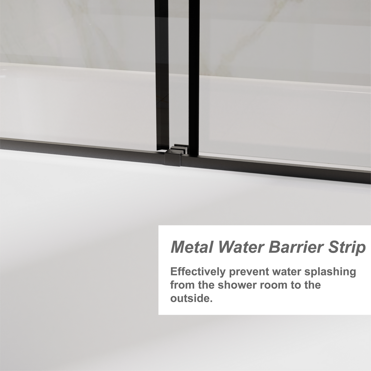 Goodyo 58.5-60 in. W x 62 in. H Sliding Tub Shower Door, Soft-Close Dual Sliding Glass Door with Matte Black Aluminum Frame