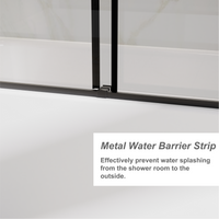 Goodyo 58.5-60 in. W x 62 in. H Sliding Tub Shower Door, Soft-Close Dual Sliding Glass Door with Matte Black Aluminum Frame