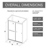 Goodyo 48" x 72" Dual Sliding Shower Door with Soft-Close System, Frameless Glass Shower Enclosure, Matte Black Aluminum Hardware
