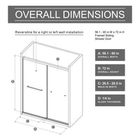 Goodyo 60x72 in Sliding Shower Door – Semi-Frameless Tempered Glass Door with Soft-Close Rail System Matte Black
