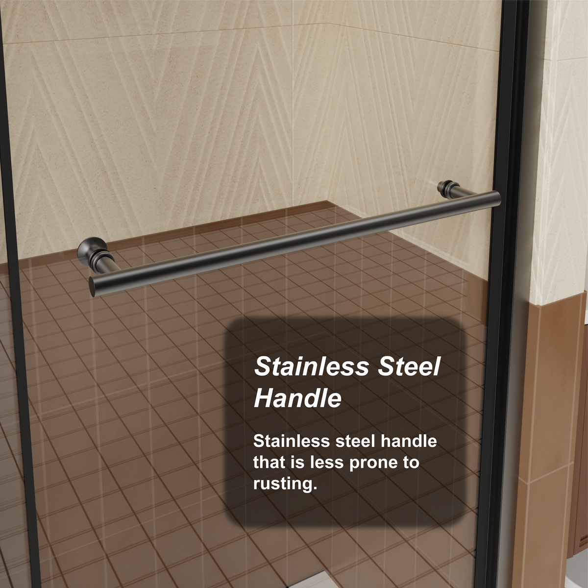 Goodyo 44-48" W x 72" H Pivot Shower Door, Semi-Frameless Swing Shower Door with Fixed Panel, 1/4" Clear Tempered Glass, Matte Black
