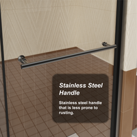 Goodyo 44-48" W x 72" H Pivot Shower Door, Semi-Frameless Swing Shower Door with Fixed Panel, 1/4" Clear Tempered Glass, Matte Black