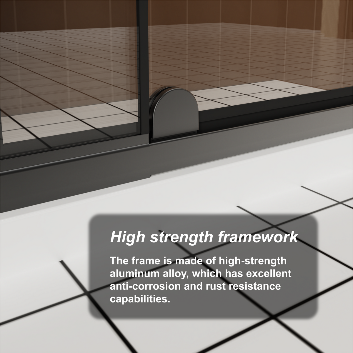 Goodyo 44-48" W x 72" H Pivot Shower Door, Semi-Frameless Swing Shower Door with Fixed Panel, 1/4" Clear Tempered Glass, Matte Black