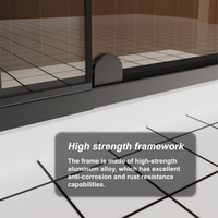 Goodyo 44-48" W x 72" H Pivot Shower Door, Semi-Frameless Swing Shower Door with Fixed Panel, 1/4" Clear Tempered Glass, Matte Black