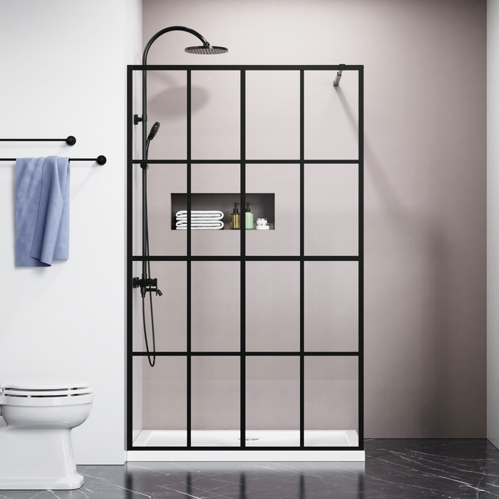 Goodyo® 46x72" Black Silk-Print Shower Door Walk-in