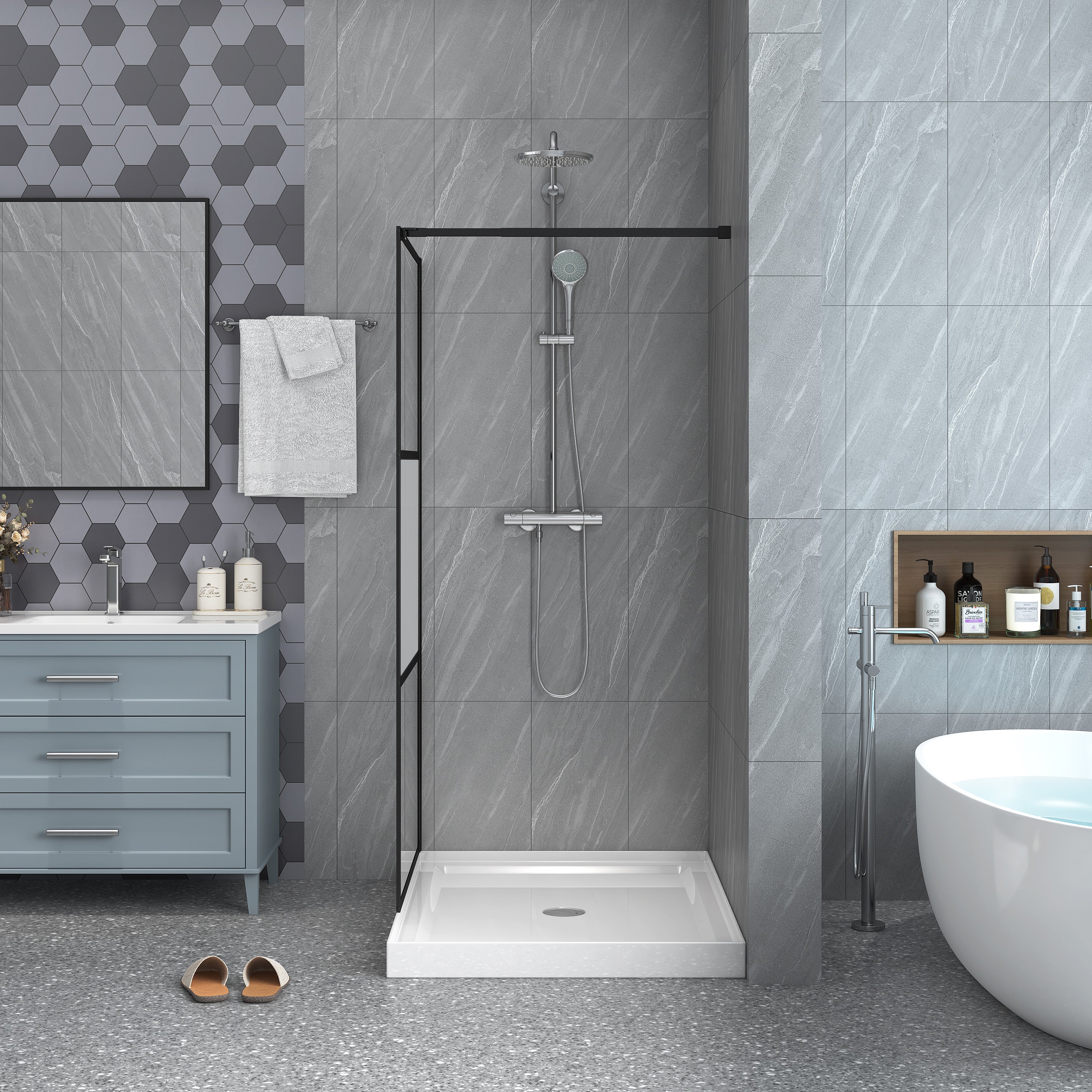 【真作】クリストファーイーガン shower room ジークレー easyworc-alcove-shower-doors-