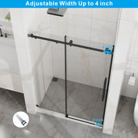 Goodyo 44-48 in. W x 72 in. H Frameless Sliding Shower Door, Matte Black Stainless Steel Hardware, 1/4 in. Clear Tempered Glass